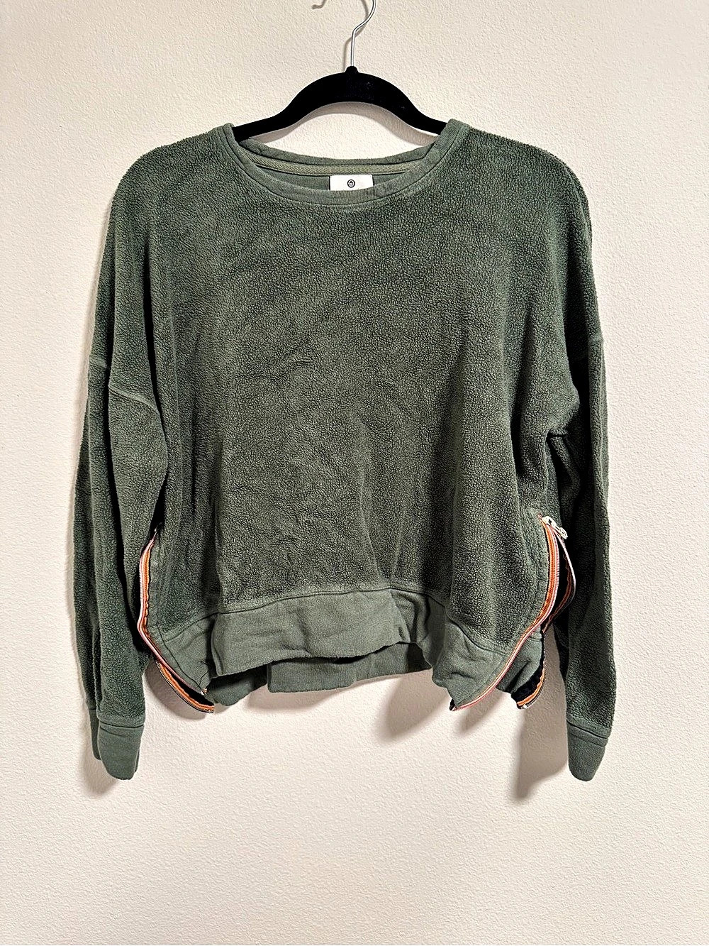 Sundry Side Zip Terry Sweatshirt Sage Green Size 1 S Made in USA